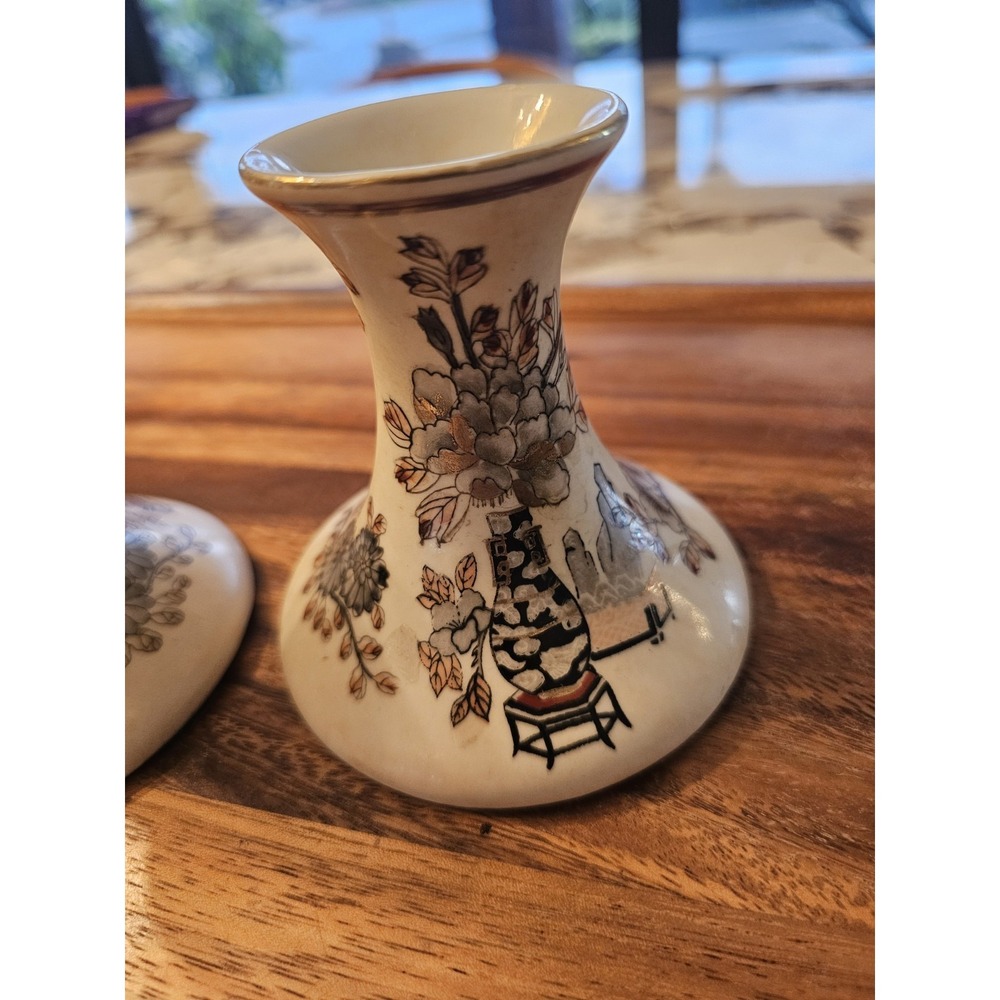 TWO Vintage‎ Toyo Hand Painted In Macau Ceramic Taper Candle Holders 4" - Picture 5 of 14